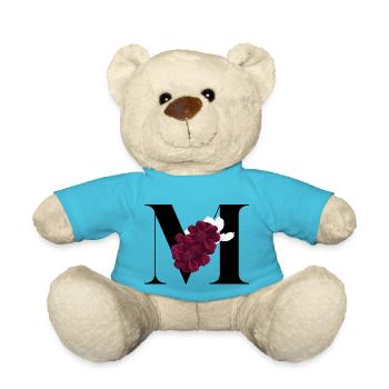 letter M flowered - Teddy Bear - atoll blue - Front
