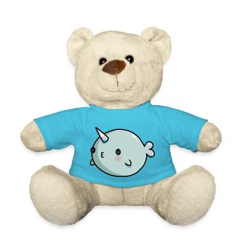 Sweet Narwhal Trans Transgender Flag LGBTQ - Teddy Bear - atoll blue - Front