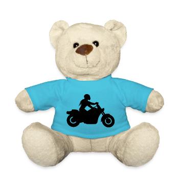 Motorradfahrerin Chopper Frau Motorrad - Teddy - Atollblau - Vorne