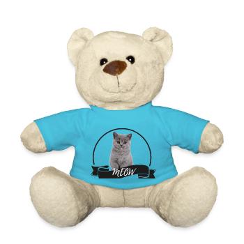 Katze Meow süße Britisch Kurzhaar Mietzekatze grau - Teddy - Atollblau - Vorne