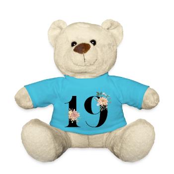 Blumen zum 19-jährigen Jubiläum (Geschenk von 19 Jahren) - Teddy - Atollblau - Vorne
