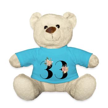 33rd anniversary flowers (Gift of 33 years) - Teddy Bear - atoll blue - Front