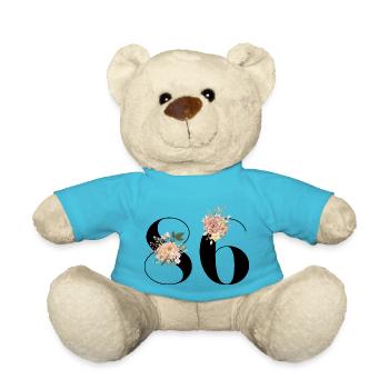 86e anniversaire fleuris (Cadeau de 86 ans) - Nounours - bleu outremer - Devant