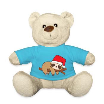 Faultier schlafend am Ast Xmas Weihachten Nikolaus - Teddy - Atollblau - Vorne