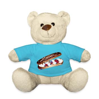 Illustration eines Eclairs mit Sahne und Liebe - Teddy - Atollblau - Vorne