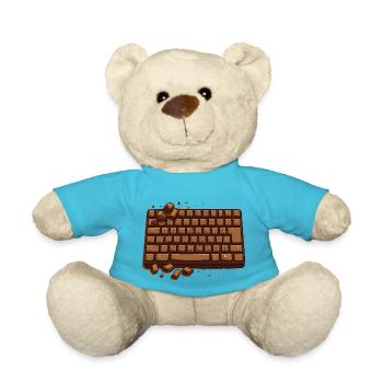 Chocolate Keyboard PC Nerd wasd Chocolate Keys - Teddy Bear - atoll blue - Front