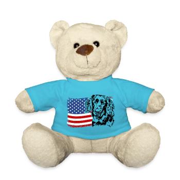 Hovawart America Flag Dog Dogs Wilsigns - Teddy Bear - atoll blue - Front