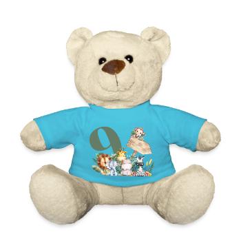 9th Birthday Personalized Safari - Teddy Bear - atoll blue - Front