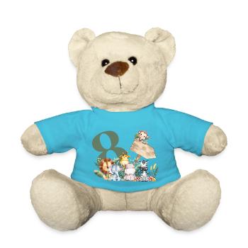 Personalisierte Safari zum 8. Geburtstag - Teddy - Atollblau - Vorne