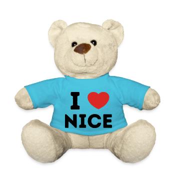 I Love with Heart Nice - Teddy Bear - atoll blue - Front