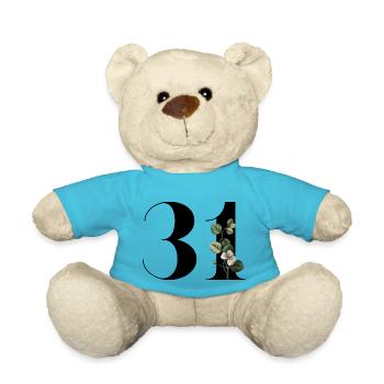 Nummer 31 Blumengrün - 31. Blumengeburtstag - Teddy - Atollblau - Vorne