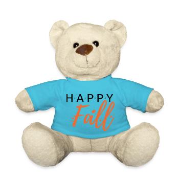 Happy Fall – Schriftzug - Teddy - Atollblau - Vorne