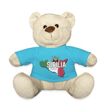 Sizilien und Fahne Italien Retro Region Landkarte - Teddy - Atollblau - Vorne