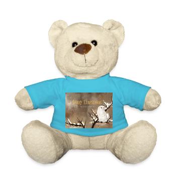 Merry Christmas Snowy Owl Winter Scenery - Teddy Bear - atoll blue - Front
