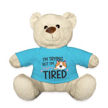 Tired Cat Trying - Teddy Bear - atoll blue - Front