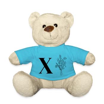 Lette X fleurs minimalistes - Nounours - bleu outremer - Devant
