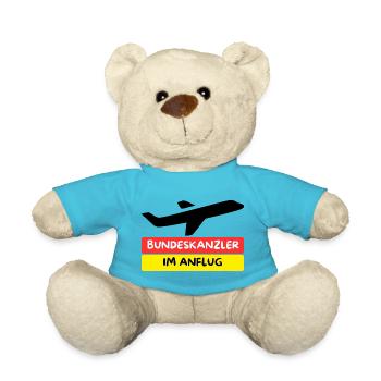 Federal Chancellor approaching (For the 2025 Bundestag election) - Teddy Bear - atoll blue - Front