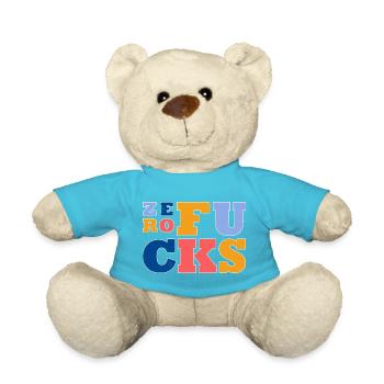 Colorful Retro Style - Zero Fucks Text Design - Teddy Bear - atoll blue - Front