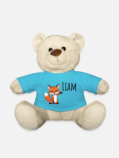 Fuchs - Mein Name ist Liam - Süßes Waldtier - Teddy - Atollblau