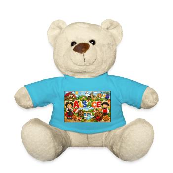 Elsass-farbenes und Traditions Kreidetafel-Puzzle - Teddy - Atollblau - Vorne