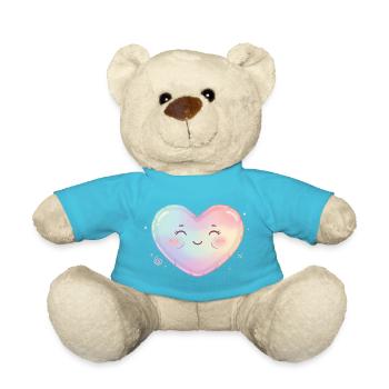 Cœur pastel avec un sourire mignon, symbole de cœur, mignon - Nounours - bleu outremer - Devant