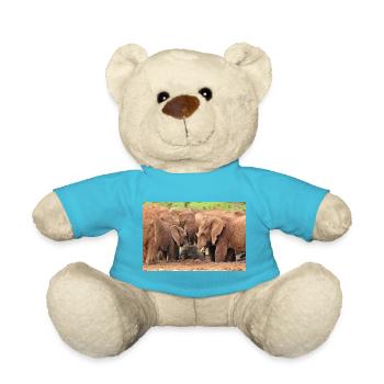 Elefantenherde badet im Wasserloch - Teddy - Atollblau - Vorne