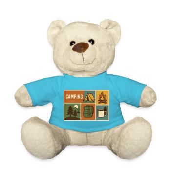Campfire Nights Patchwork - Teddy Bear - atoll blue - Front