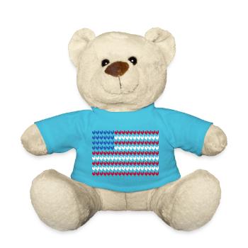 Patriotic Farmer Rooster Flock Poultry USA Pride C - Teddy Bear - atoll blue - Front