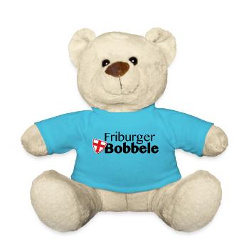 Friburger Bobbele Logo schwarze Schrift - Teddy - Atollblau - Vorne