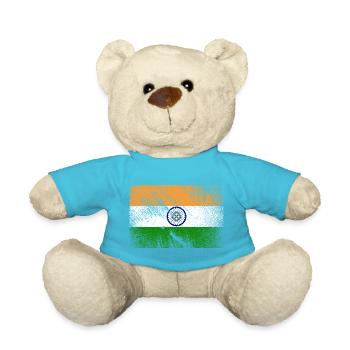 Drapeau de l'Inde - grunge vintage - Nounours - bleu outremer - Devant