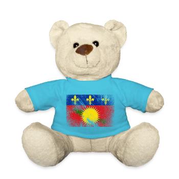 Drapeau de la Guadeloupe - Vintage Grunge - Nounours - bleu outremer - Devant