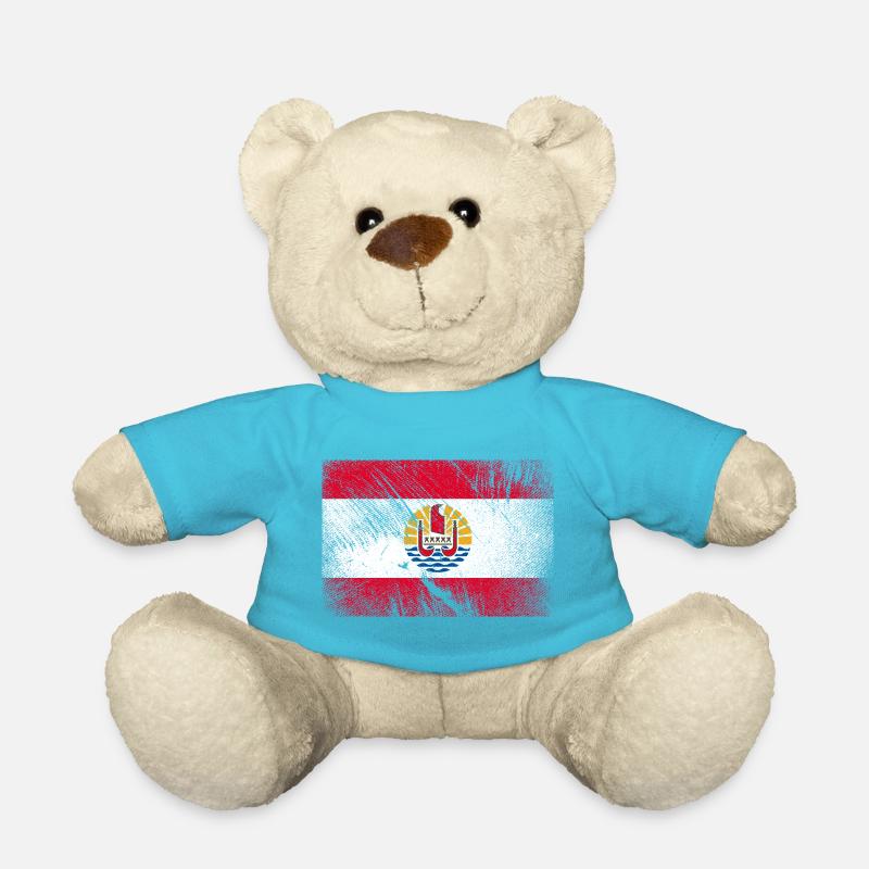 Drapeau de la Polynésie française - Vintage Grunge - Nounours - bleu outremer