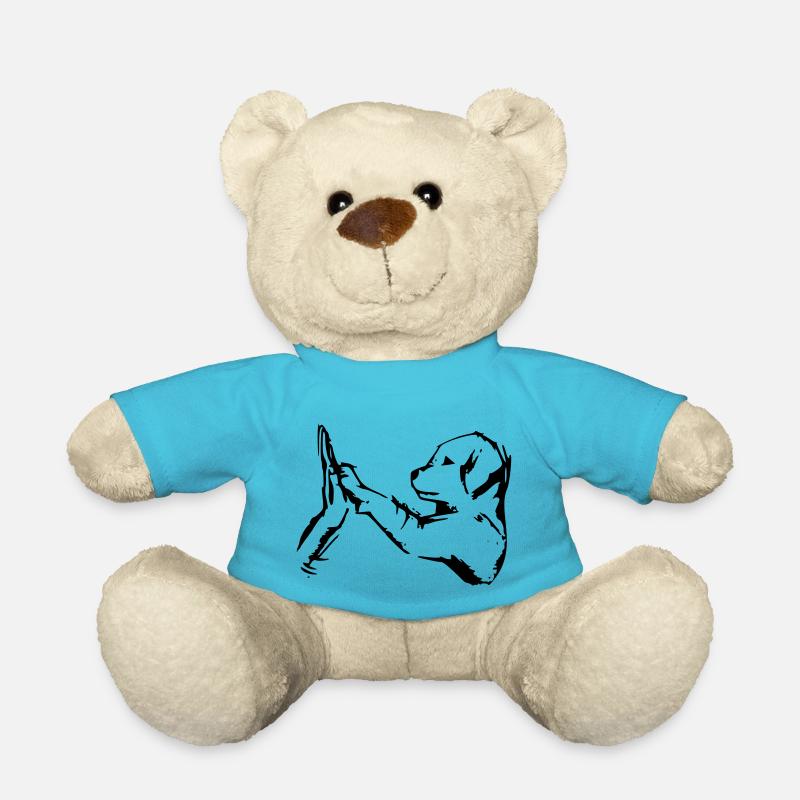 hund gibt 5 - high five - Teddy - Atollblau