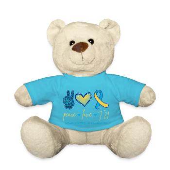 Peace Love T21 - Down Syndrome Awareness I - Teddy Bear - atoll blue - Front