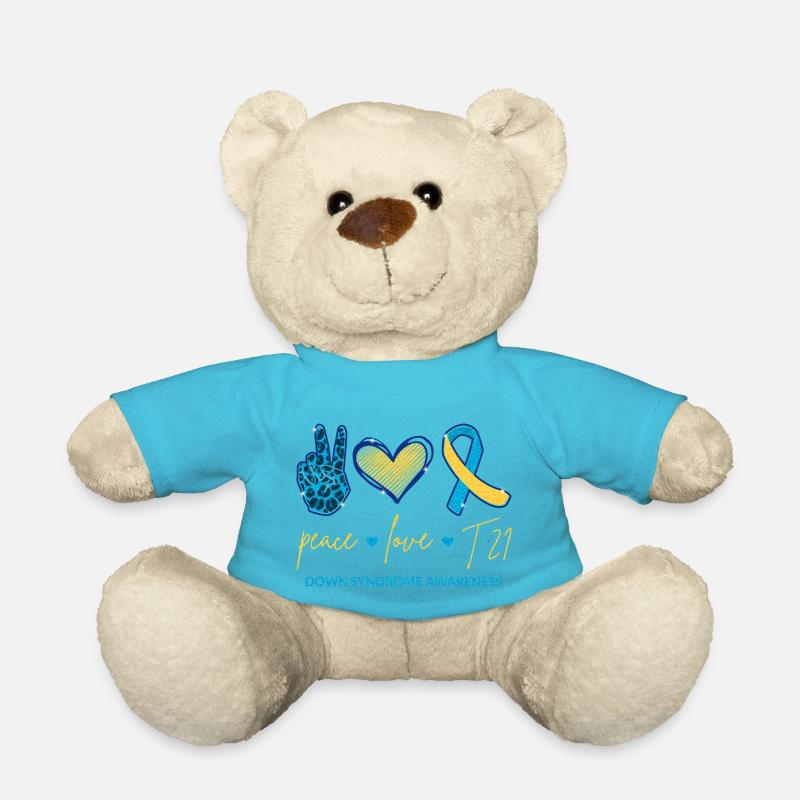 Peace Love T21 - Down-Syndrom Bewusstsein I - Teddy - Atollblau