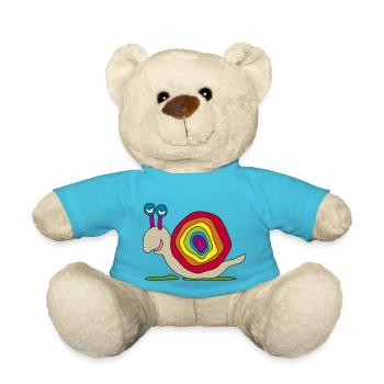 colorful snail stalk eyes children's drawing graffiti - Teddy Bear - atoll blue - Front
