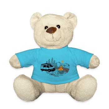 Camper motif in nature when camping | Camper - Teddy Bear - atoll blue - Front