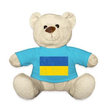 Ukraine Flag Distressed - Teddy Bear - atoll blue - Front