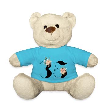 35th Anniversary Flowers (Gift of 35 years) - Teddy Bear - atoll blue - Front