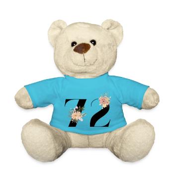 72nd Anniversary Flowers (Gift of 72 years) - Teddy Bear - atoll blue - Front