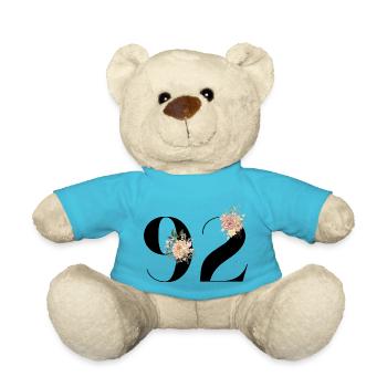 Blumen zum 92. Jahrestag (Geschenk von 92 Jahren) - Teddy - Atollblau - Vorne
