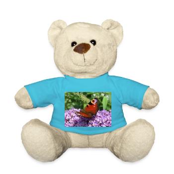 Close up of Peacock Butterfly on purple flowers - Teddy Bear - atoll blue - Front