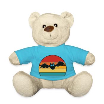 Retro Halloween Fledermaus Kostüm Vampir Blut Biss - Teddy - Atollblau - Vorne