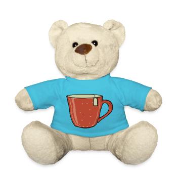 Tea Cup Tea Drinker Gift Idea - Teddy Bear - atoll blue - Front