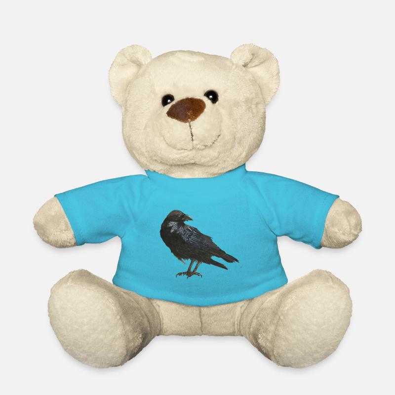 Rabe Krähe Aquarell - Teddy - Atollblau