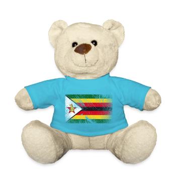 Zimbabwe Flagge - Vintage Grunge - Teddy - Atollblau - Vorne