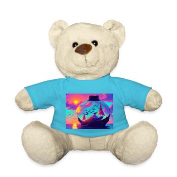Ship in the round bottle colorful - Teddy Bear - atoll blue - Front