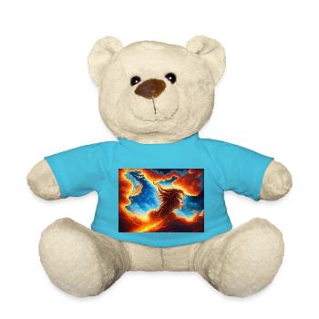 blue red sky with a woman illustration - Teddy Bear - atoll blue - Front