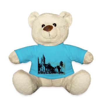 Alte Kirche in einem Dorf - Teddy - Atollblau - Vorne