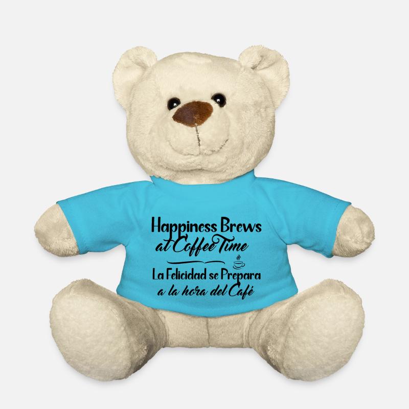 Happiness and Coffee Time - Espagnol et anglais - Nounours - bleu outremer